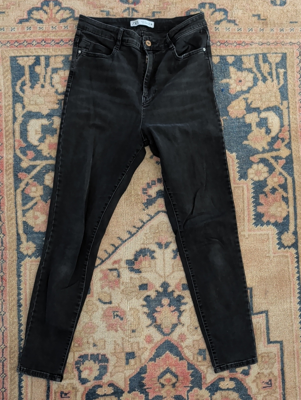 Zara Washed Black High-Rise Skinny Jeans